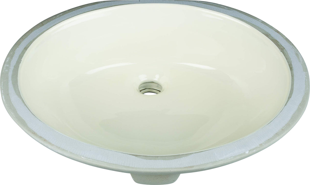 Hardware Resources H8810 17-3/8" L x 14-1/4" W Parchment Oval Undermount Porcelain Bathroom Sink With Overflow