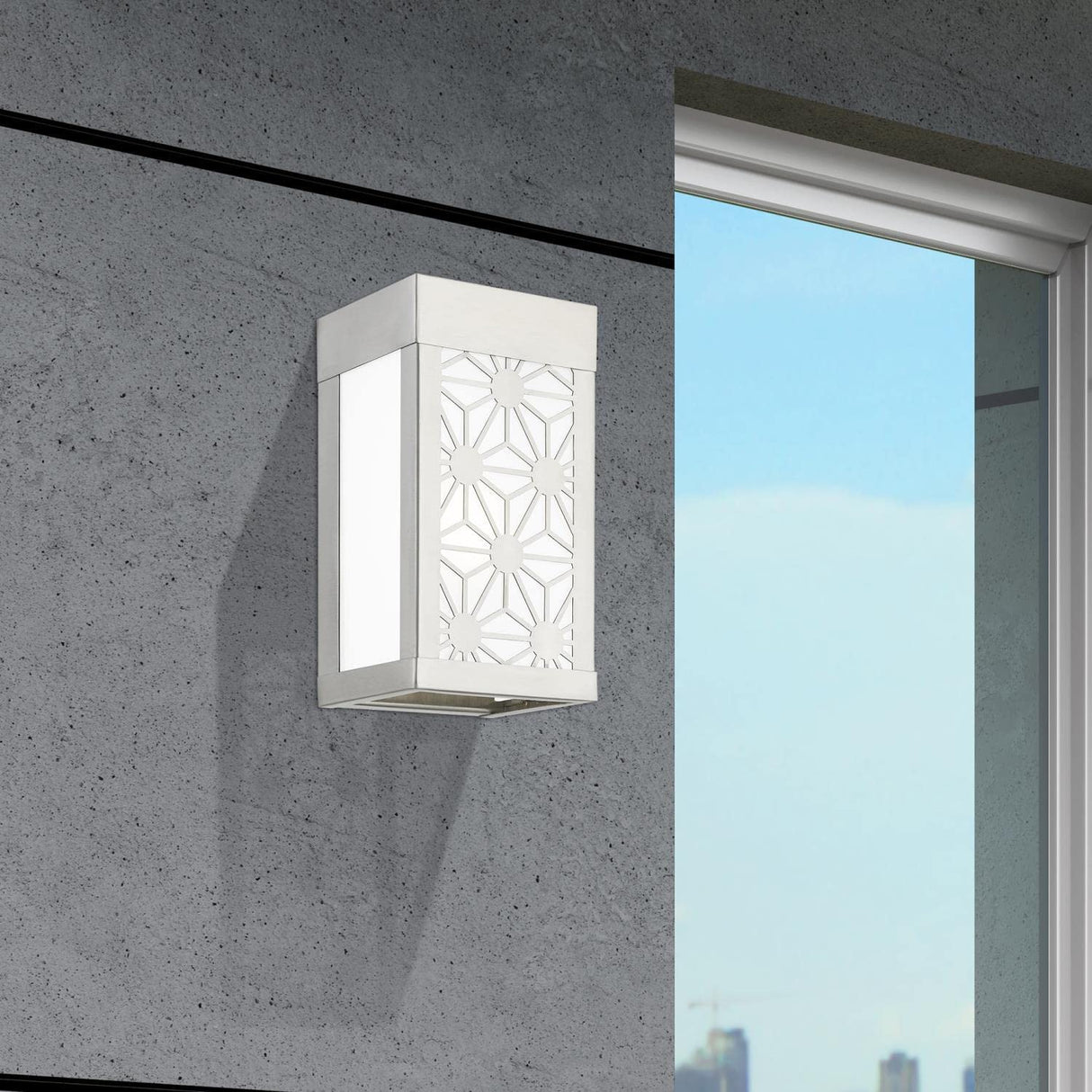 Livex Lighting 24321-91 Berkeley - 1 Light Small Outdoor ADA Wall Sconce in Nordic Style-8.5 Inches Tall and 4.5 Inches Wide, Finish Color: Brushed Nickel