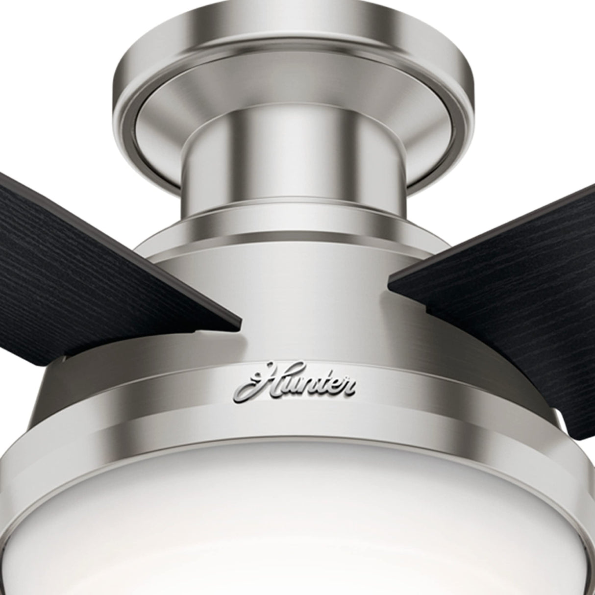 Hunter Fan Dempsey Low Profile Ceiling Fans with Lights and Remote, Flush Mount Ceiling Fan with Lights, Metal, Brushed Nickel Finish, 44 Inch LED