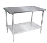 John Boos ST6-3048GSK 16 Gauge Stainless Steel Work Table, Flat Top, Galvanized Base and Shelf, 48" x 30"