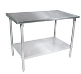 John Boos ST6-3648GSK 16 Gauge Stainless Steel Work Table, Flat Top, Galvanized Base and Shelf, 48" x 36"