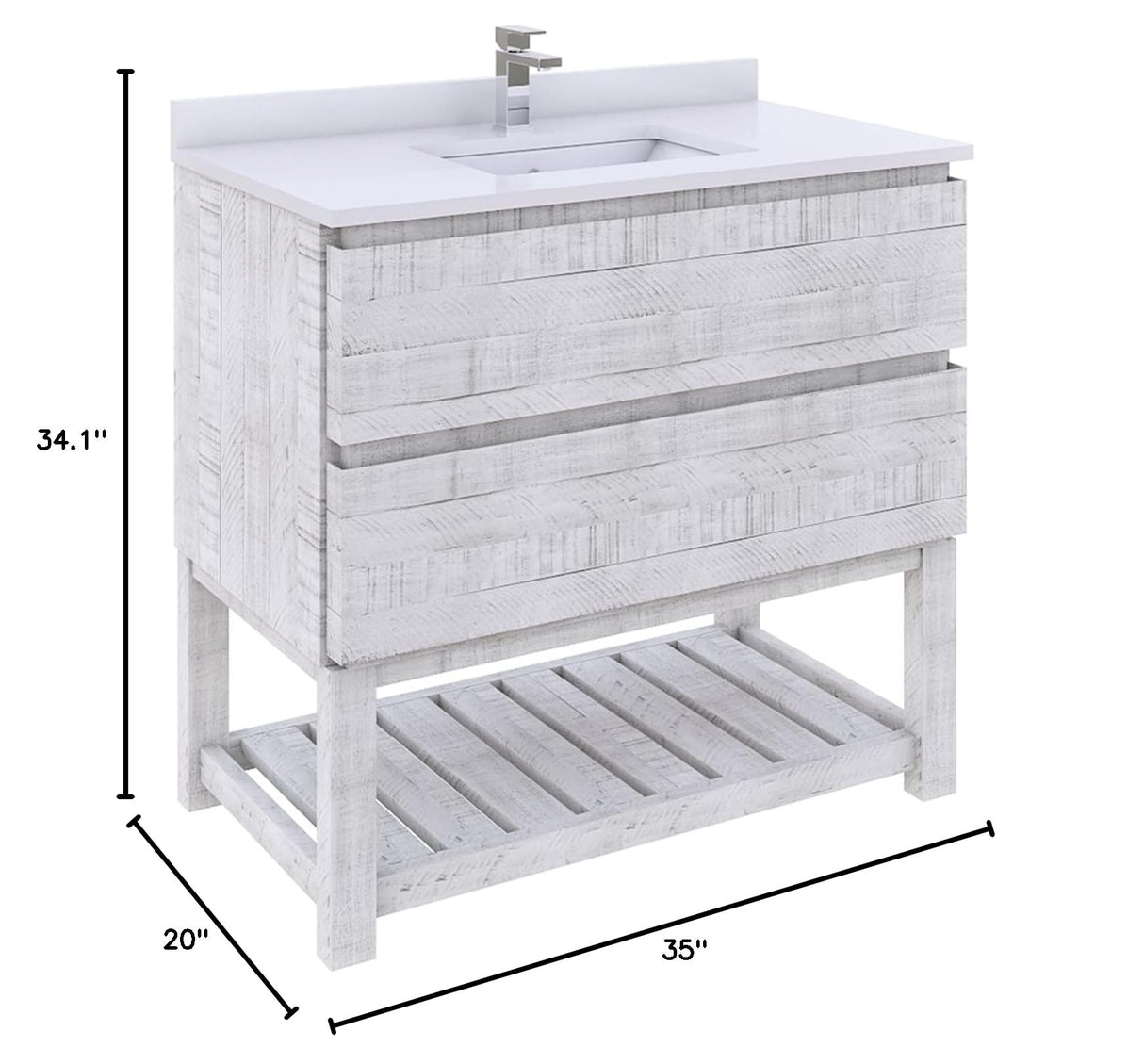 Fresca FCB3136RWH-FS Fresca Formosa 35" Floor Standing Open Bottom Modern Bathroom Cabinet in Rustic White