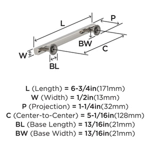 Amerock Corp BP37105PN Everett Pull, 5-1/16 in (128 mm) Center-to-Center, Polished Nickel