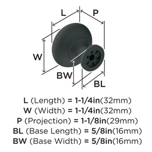 Amerock Cabinet Knob Matte Black 1-1/4 inch (32 mm) Diameter Era 1 Pack Drawer Knob Cabinet Hardware