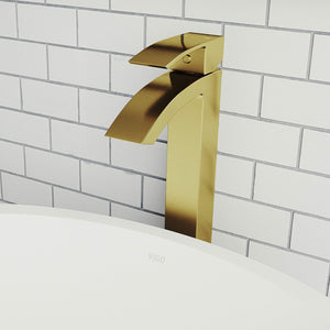 VIGO Duris 12 inch H Single Hole Single Handle Bathroom Faucet in Matte Gold - Vessel Sink Faucet VG03007MG