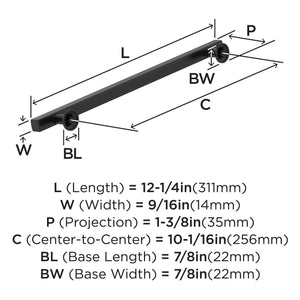 Amerock Corp BP37109MB Everett Pull, 10-1/16 in (256 mm) Center-to-Center, Matte Black