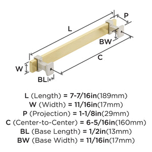 Amerock Cabinet Pull Brushed Gold/Satin Nickel 6-5/16 inch (160 mm) Center to Center Overton 1 Pack Drawer Pull Drawer Handle Cabinet Hardware