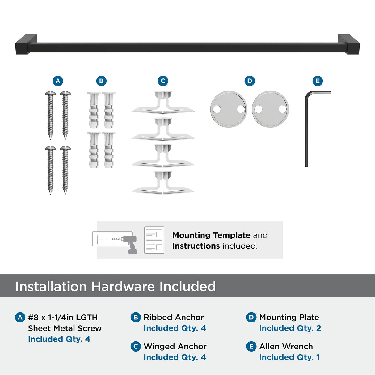 Amerock BH36084MB Matte Black Towel Bar 24 in (610 mm) Towel Rack Monument Bathroom Towel Holder Bathroom Hardware Bath Accessories