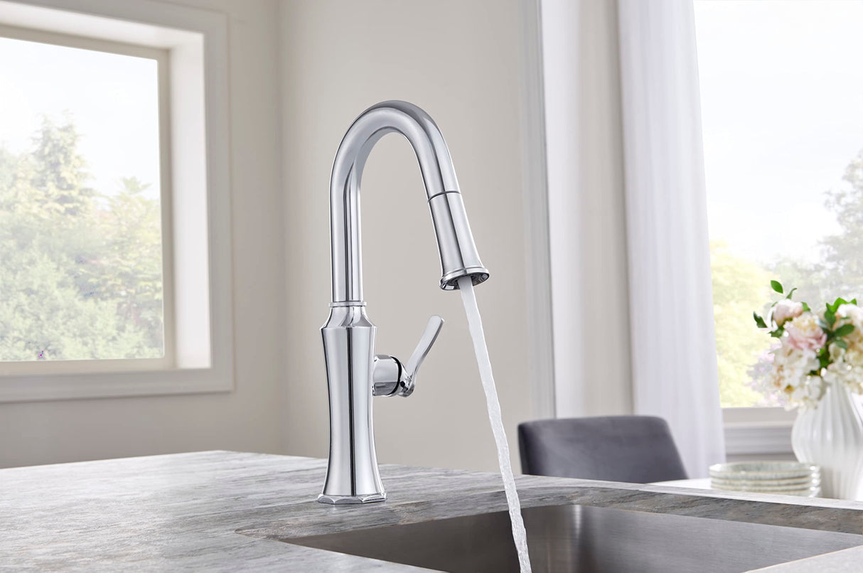 Gerber D150528 Chrome Draper Single Handle Pull-down Prep Faucet