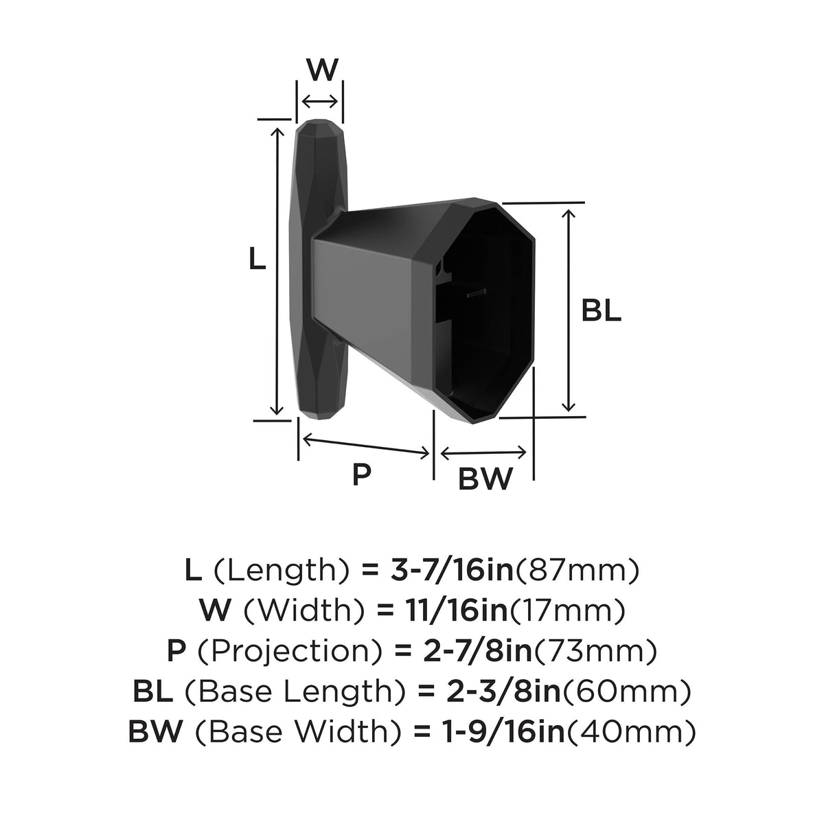 Amerock BH36040MB Matte Black Single Robe Hook 3-7/16 in. (87 mm) Length Towel Holder St. Vincent Towel Hook for Bathroom Bathroom Hardware Bath Accessories
