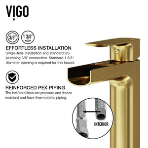 VIGO Amada 10.375 inch H Single Hole Single Handle Bathroom Faucet in Matte Gold - Vessel Sink Faucet VG03026MG