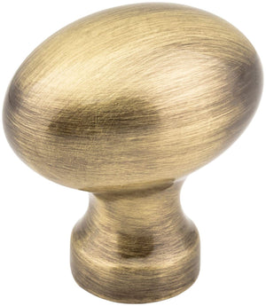 Jeffrey Alexander 3990AB 1-3/16" Overall Length Brushed Antique Brass Football Bordeaux Cabinet Knob