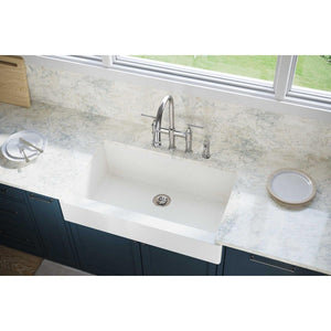 Elkay ELXUFP3620RT0 Quartz Luxe Single Bowl Farmhouse Sink with Perfect Drain, Ricotta