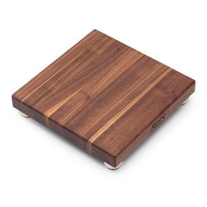 John Boos WAL-9SS Walnut Wood Cutting Board for Kitchen Prep, 1.5" Thick, Edge Grain, Square Charcuterie Block Stainless Steel Base, 9" x 9", 09X09X1.5 WAL-EDGE GR B-9-S SS BUN