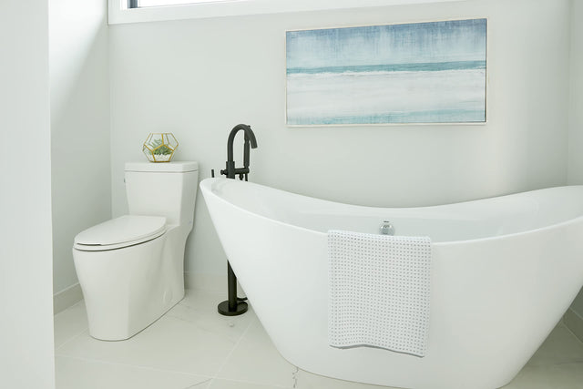 Gerber D300558BST Satin Black Contemporary Floor Mount Tub Filler Trim Kit With HANDS...