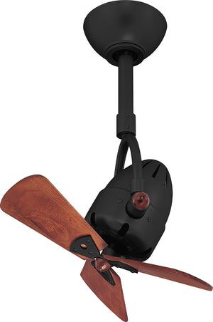 Matthews Fan DI-BK-WD Diane oscillating ceiling fan in Matte Black finish with solid mahogany tone wood blades.