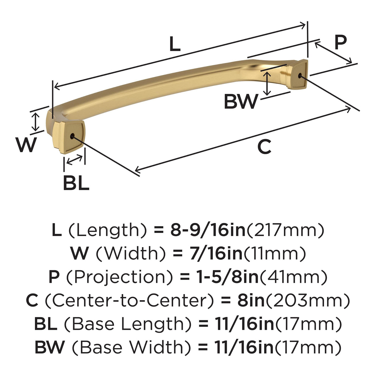 Amerock BP55351CZ Champagne Bronze Cabinet Pull 8 in (203 mm) Center-to-Center Cabinet Handle Revitalize Drawer Pull Kitchen Cabinet Handle Furniture Hardware