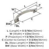 Amerock Cabinet Pull Polished Nickel 3-3/4 inch (96 mm) Center to Center Candler 1 Pack Drawer Pull Drawer Handle Cabinet Hardware