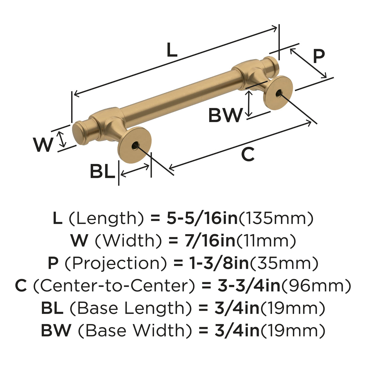 Amerock Cabinet Pull Champagne Bronze 3-3/4 inch (96 mm) Center-to-Center Winsome 1 Pack Drawer Pull Cabinet Handle Cabinet Hardware