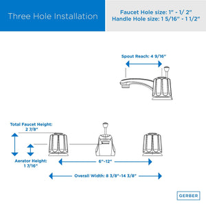 Gerber G0743071 Chrome Classics Two Handle Lavatory Faucet W/ Metal Fluted H...