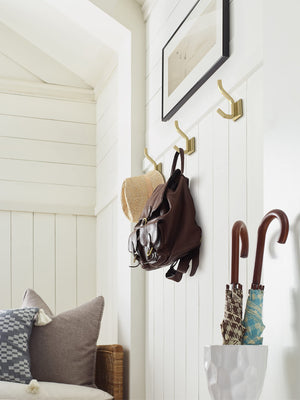Amerock H37005BBZ Aliso Double Prong Decorative Wall Hook Golden Champagne Hook for Coats, Hats, Backpacks, Bags Hooks for Bathroom, Bedroom, Closet, Entryway, Laundry Room, Office