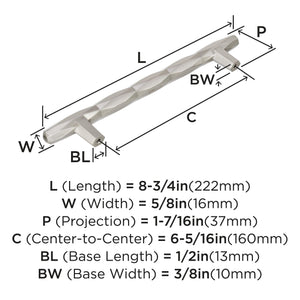 Amerock Cabinet Pull Satin Nickel 6-5/16 inch (160 mm) Center to Center St. Vincent 1 Pack Drawer Pull Drawer Handle Cabinet Hardware