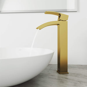 VIGO Duris 12 inch H Single Hole Single Handle Bathroom Faucet in Matte Gold - Vessel Sink Faucet VG03007MG