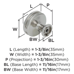 Amerock Cabinet Knob Polished Nickel 1-3/8 inch (35 mm) Diameter Oberon 1 Pack Drawer Knob Cabinet Hardware