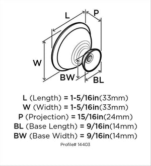 Amerock Cabinet Knob Brushed Chrome 1-5/16 inch (33 mm) Diameter Everyday Heritage 10 Pack Drawer Knob Cabinet Hardware