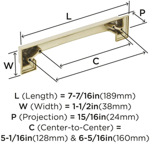 Amerock Cabinet Cup Pull Polished Chrome 5-1/16 inch & 6-5/16 inch (128 mm & 160 mm) Center-to-Center Appoint 1 Pack Drawer Pull Cabinet Handle Cabinet Hardware