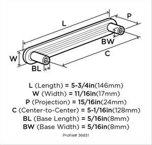 Amerock Cabinet Pull Satin Nickel 5-1/16 inch (128 mm) Center to Center Concentric 1 Pack Drawer Pull Drawer Handle Cabinet Hardware