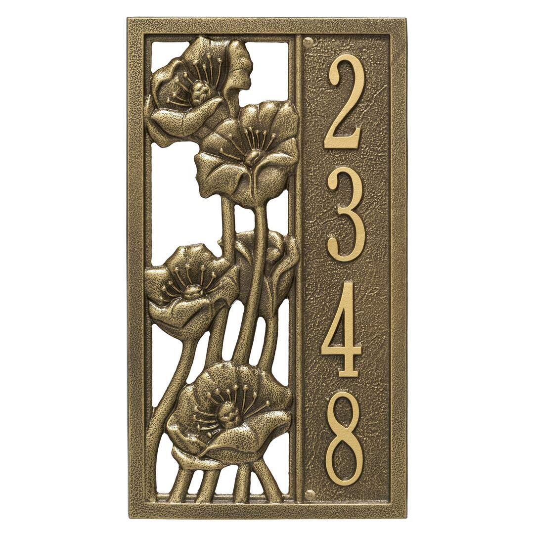 Whitehall 3111AB - Personalized Flowering Poppies Plaque - Vertical - 1 Line