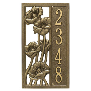 Whitehall 3111AB - Personalized Flowering Poppies Plaque - Vertical - 1 Line