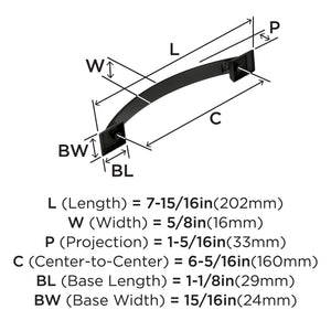 Amerock Cabinet Pull Black Bronze 6-5/16 inch (160 mm) Center to Center Candler 1 Pack Drawer Pull Drawer Handle Cabinet Hardware