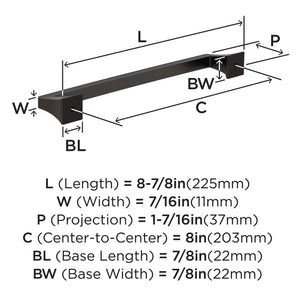 Amerock BP53535ORB Oil Rubbed Bronze Cabinet Pull 8 in (203 mm) Center-to-Center Cabinet Handle Mulholland Drawer Pull Kitchen Cabinet Handle Furniture Hardware