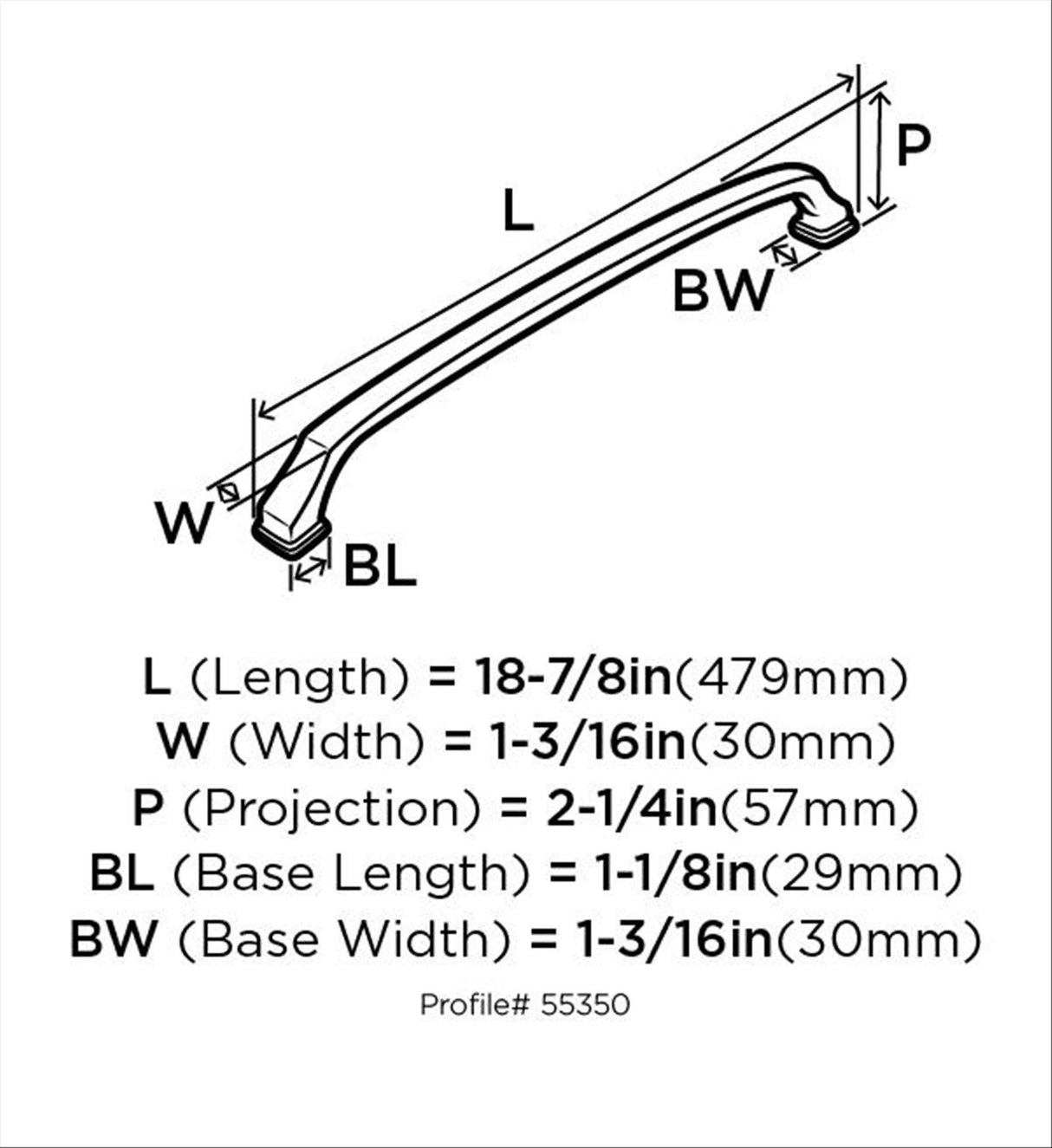 Amerock Appliance Pull Oil Rubbed Bronze 18 inch (457 mm) Center to Center Revitalize 1 Pack Drawer Pull Drawer Handle Cabinet Hardware