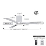 Matthews Fan IR3HLK-WH-MWH-42 Irene-3HLK three-blade flush mount paddle fan in Gloss White finish with 42” solid matte white wood blades and integrated LED light kit.