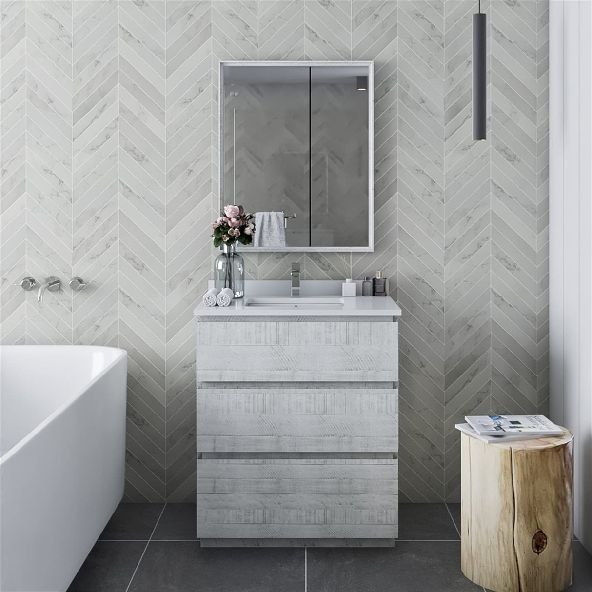 Fresca FCB3130RWH-FC-CWH-U Modern Bathroom Vanity