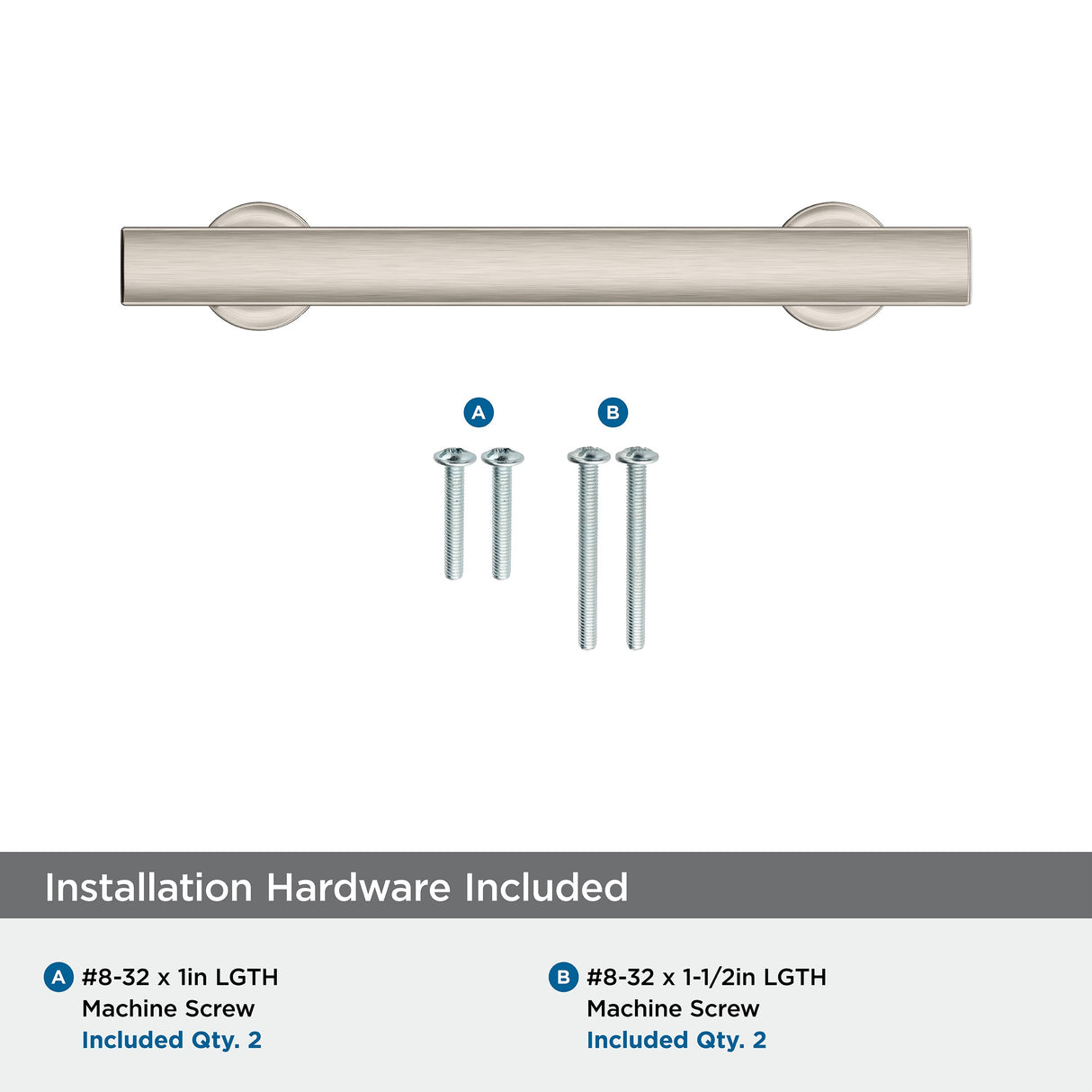 Amerock Corp BP37104G10 Everett Pull, 3-3/4 in (96 mm) Center-to-Center, Satin Nickel