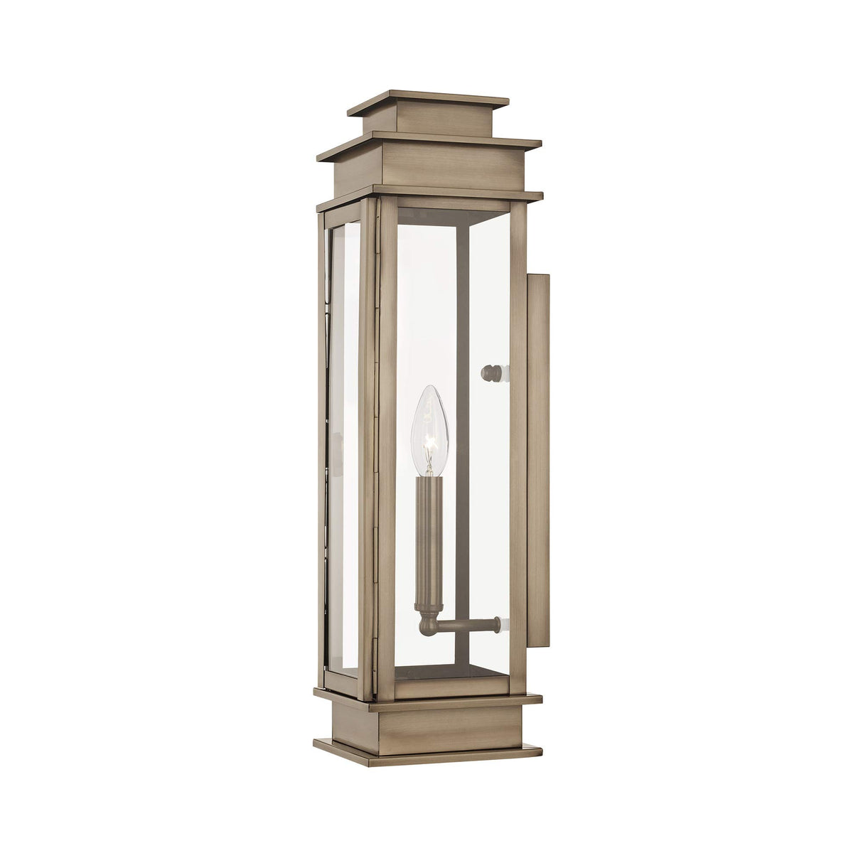 Livex Lighting 20207-29 Transitional One Light Outdoor Wall Lantern from Princeton Collection in Pwt, Nckl, B/S, Slvr. Finish, Vintage Pewter