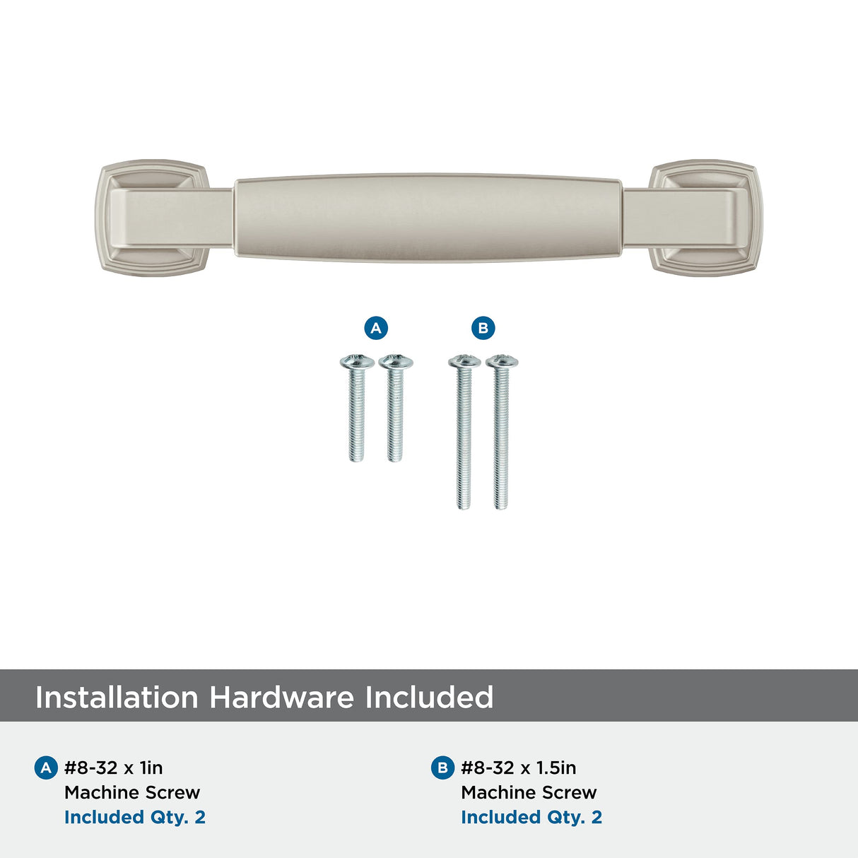 Amerock BP36887G10 Stature Cabinet Pull, 3-3/4 in (96 mm) Center-to-Center, Satin Nickel