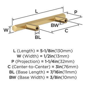 Amerock BP37365CZ Champagne Bronze Cabinet Pull 3 in (76 mm) Center-to-Center Cabinet Handle Caliber Drawer Pull Kitchen Cabinet Handle Furniture Hardware