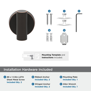 Amerock BH26542ORB Oil Rubbed Bronze Single Robe Hook 2-1/4 in. (57 mm) Length Towel Holder Arrondi Towel Hook for Bathroom Bathroom Hardware Bath Accessories