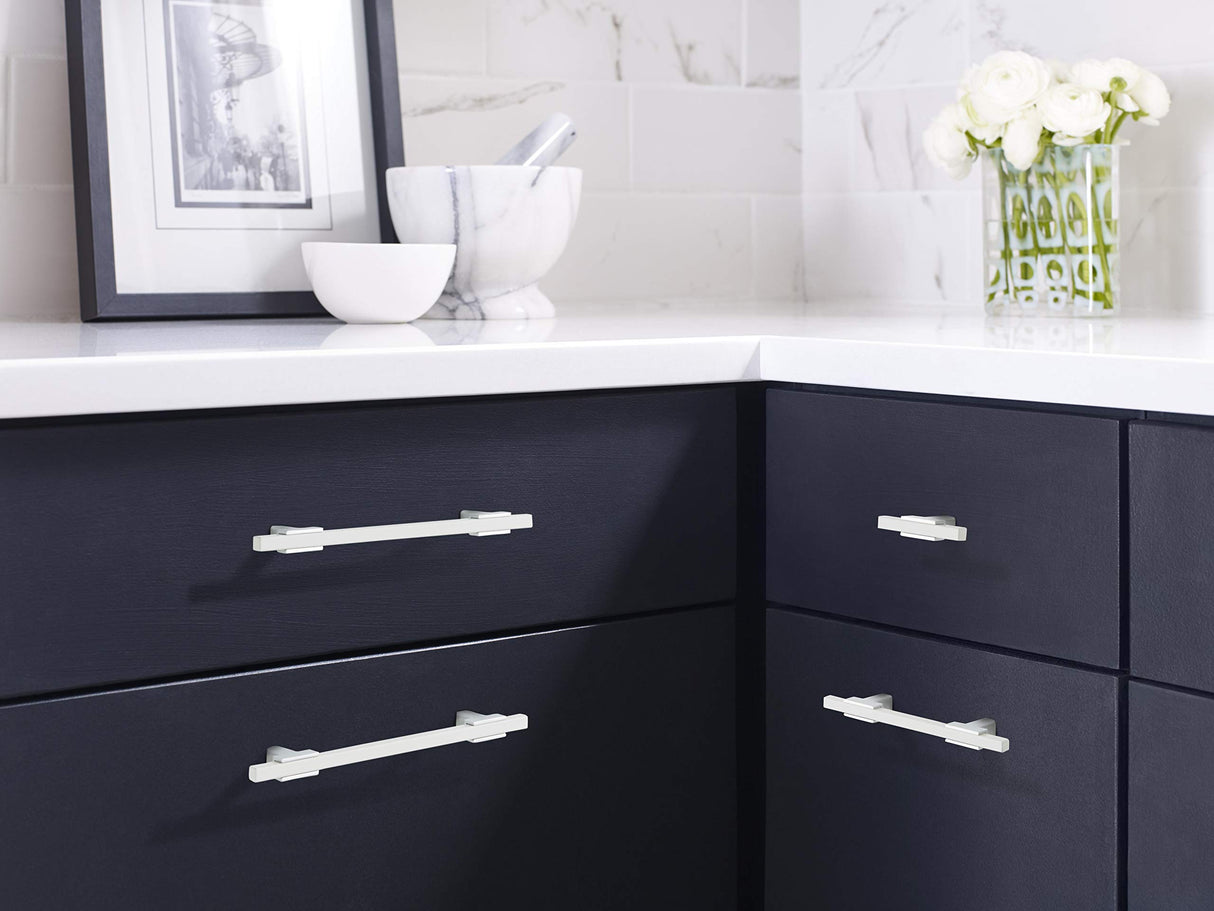 Amerock Cabinet Pull Polished Chrome/White 3-3/4 inch (96 mm) Center to Center Urbanite 1 Pack Drawer Pull Drawer Handle Cabinet Hardware
