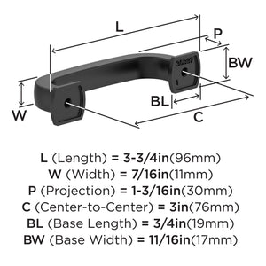 Amerock BP36897FB Matte Black Cabinet Pull 3 inch (76mm) Center-to-Center Cabinet Hardware Surpass Furniture Hardware Drawer Pull