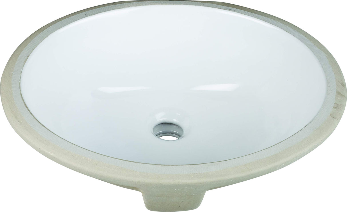 Hardware Resources H8809WH 15-9/16" L x 13" W  White Oval Undermount Porcelain Bathroom Sink With Overflow