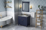 Jeffrey Alexander VKITCHA36BLSGR 36" Hale Blue Chatham Vanity, Steel Grey Cultured Marble Vanity Top, undermount rectangle bowl