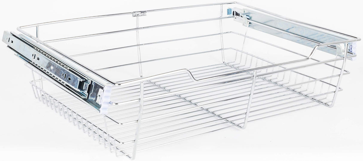 Hardware Resources POB1-16176CH Chrome Closet Pullout Basket with Slides 16"D x 17"W x 6"H