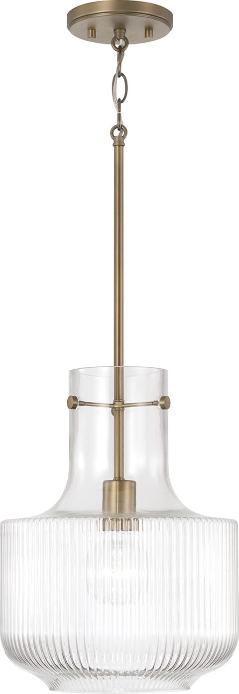 Capital Lighting 345111AD Nyla 1 Light Pendant Aged Brass