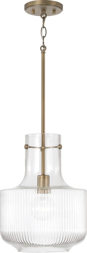 Capital Lighting 345111AD Nyla 1 Light Pendant Aged Brass